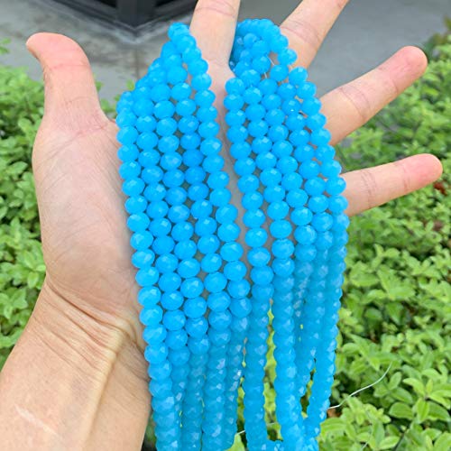 Image of 500pcs Czech Faceted Rondelle Crystal Glass Beads 6mm Bulk Blue Turquoise Opal