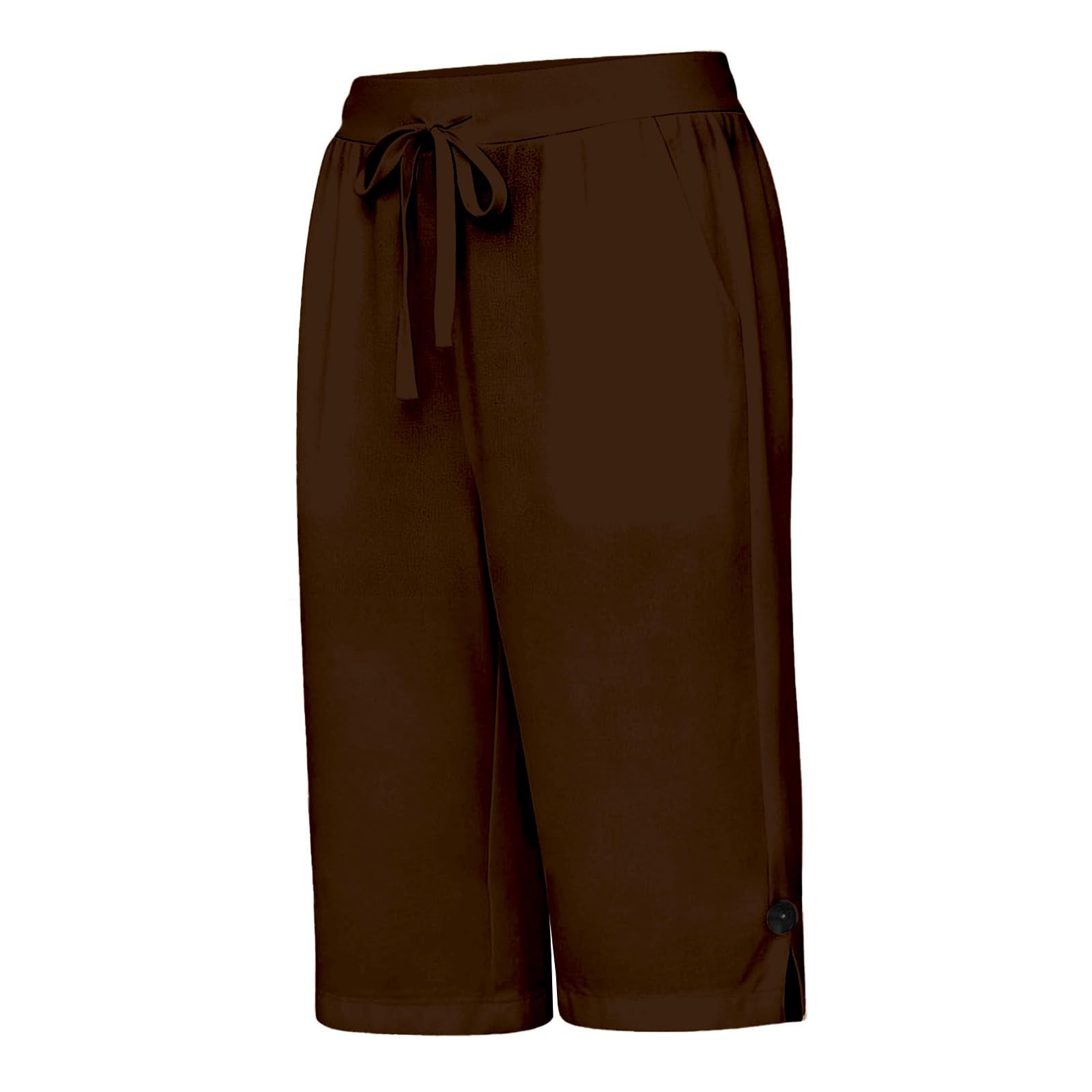 Generico Pantalon thermique pour femme en coton et lin avec taille élastique et fente latérale, coupe décontractée et confortable, idéal pour les voyages et les vacances