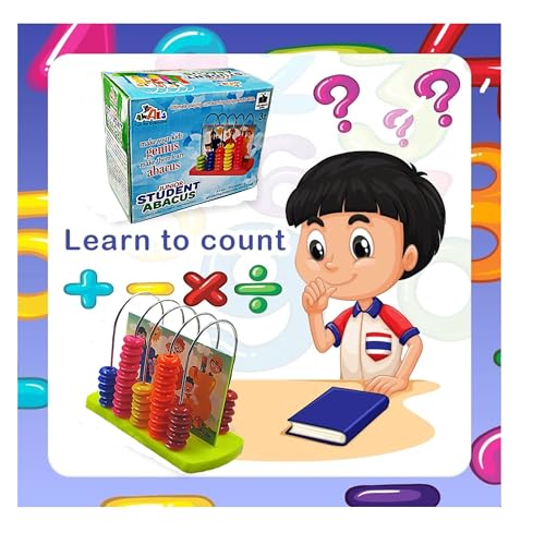 Image of BKDT Marketing Educational Abacus 5 Rods for Kids Early Math Skills for to Learn to Count, Add & Subtract with Colourful Beads - Mathematics Tool kit -Abacus Toys for Kids-Festival Gifts,Diwali Gift