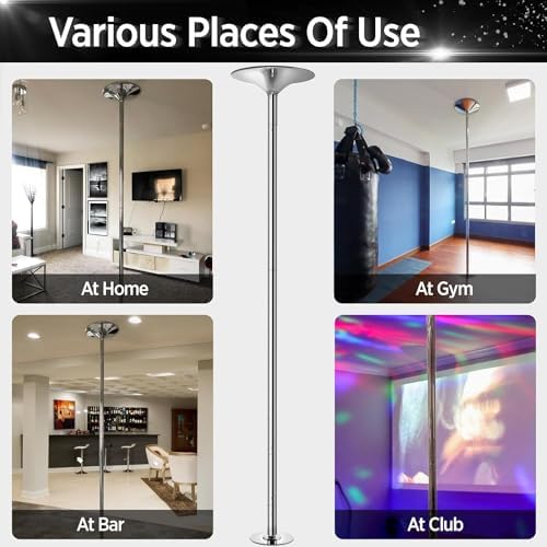 Dance Pole Permanent Ceiling Mount Commercial Fitness Stripper Pole，Removable Spinning Dance Pole Kit, 9.4ft-9.8ft Adjustable Steel Stripper Pole for Home, Exercise, Club & Party -