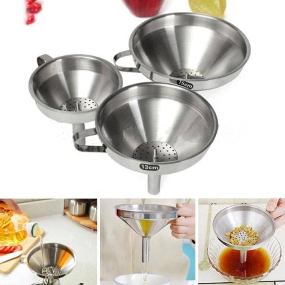 Imbuto filtro versatore olio marmellata in acciaio inossidabile per cucina, 11 cm