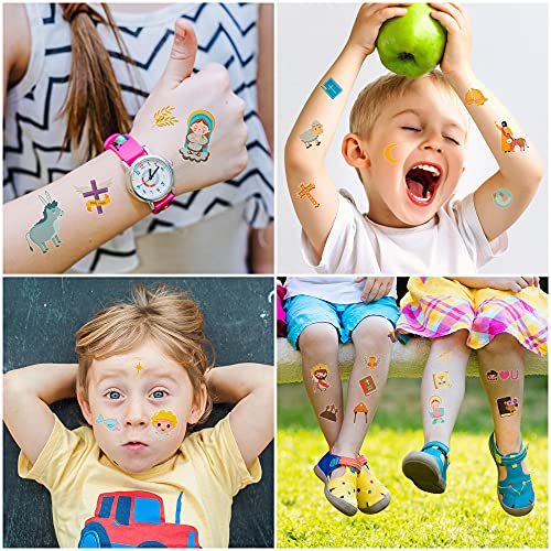 Mallmall6 8Pcs Bible Temporary Tattoos Jesus Christian Cross Peace Waterproof Face Hand Fake Body Stickers Sunday Church Holy Week Tats Cartoon Decal For Boy Girl Birthday Party Supplies Bag Fillers #TOP3