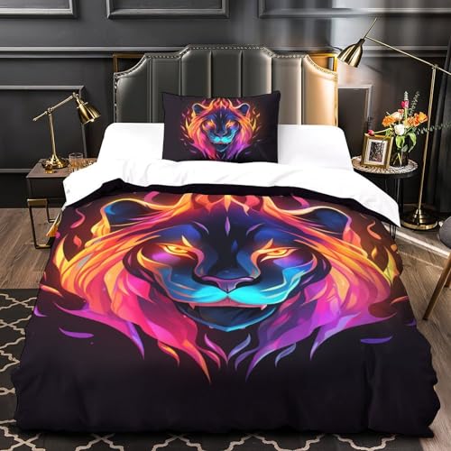 Housse de couette lion 135x200 parure de lit microfibres zip - 4