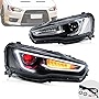 YUANZHENG Sequential LED Headlights Assembly for [Mitsubishi Lancer EVO X Sedan 2008-2018] YAA-YS-0162CH (Projector)