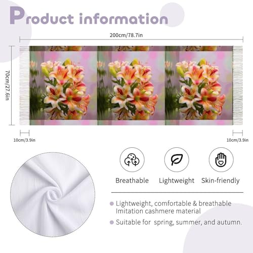 Scarf for Women Winter Scarf Shawl Travel Alstroemeria Printed Scarf Wraps for Women2
