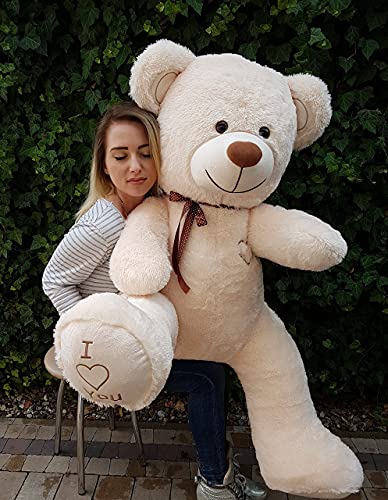 XXL Teddybär Plüsch Kuschel Stoff Plüsch Riesen Teddy Bär Groß Geschenkidee 160cm [Beige]