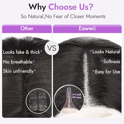 Image of Eawwii Wigs for Women Silver Gray Shadow,Short Wavy Synthetic Lace Wig | Glueless 4x1 Lace Hairline, Heat-Resistant Fiber,Bob Wave Style,Natural Appearance for Everyday Cosplay 14 Inch