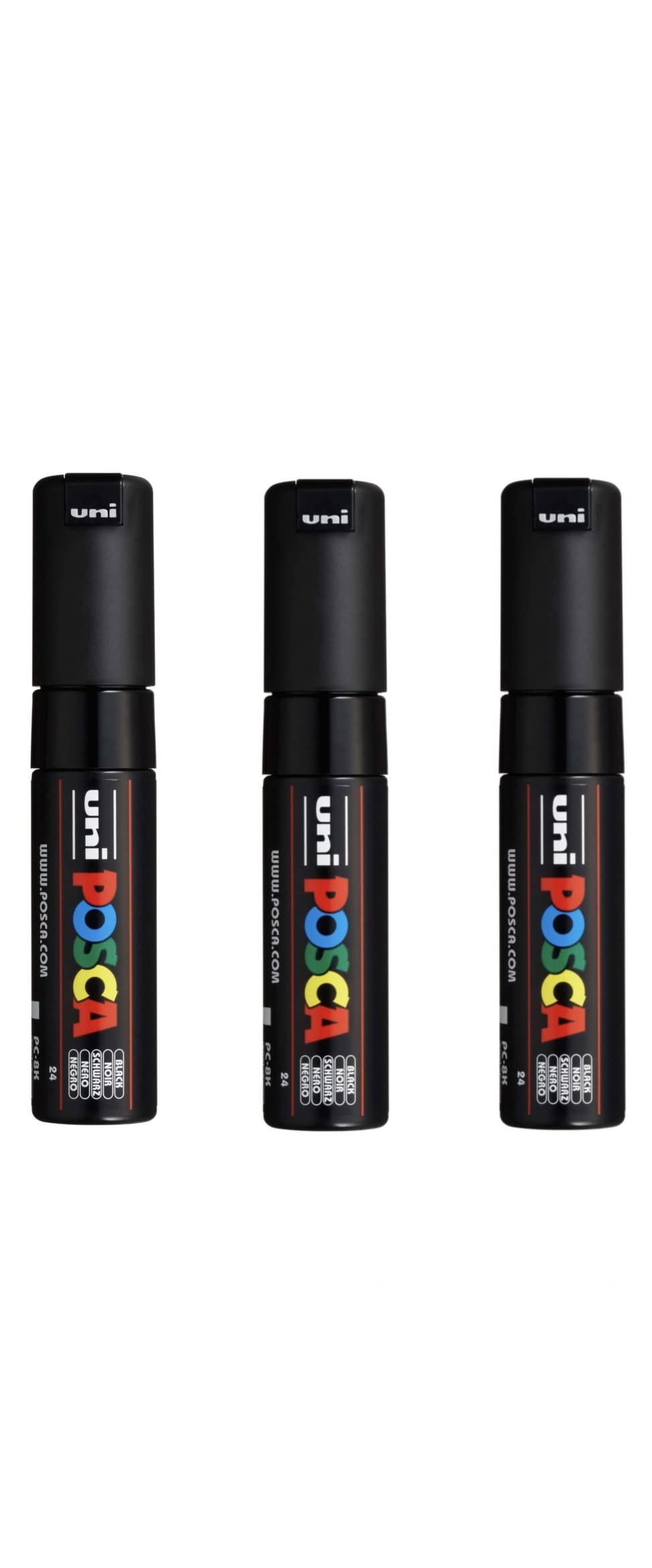 Posca UNI-BALL MARKER PEN PC-8K - BLACK - PACK OF 3 PENS