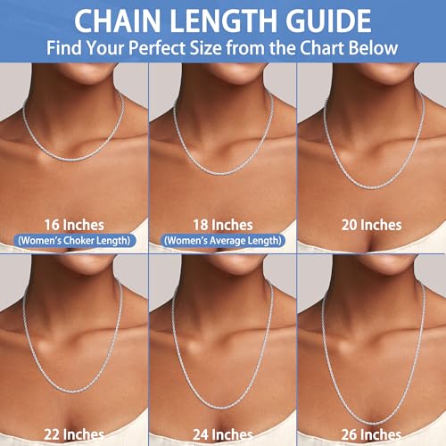 Jewlpire 2mm Rope Chain 925 Sterling Silver Chain Necklace for Women, Shiny & Sturdy & Comfortable Womens Chains Necklaces, 16 18 20 22 24 26 Inch2
