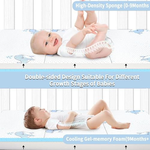 Image of Trifold Pack and Play Mattress, 38 inchx26 inchx3 inch Soft & Firm Foldable Memory Foam Baby Mattress for Pack N Play, 3 Inch Thick Pack N Play Mattresses with Carrying Bag, Breathable & Washable Cover