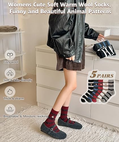 Image of IIG Winter Warm Wool Socks for Women Original Design Trendy Boot Socks Ideal Gift