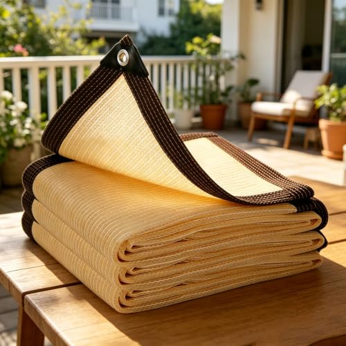 Malla Sombra Exterior 2.4 x 3.2 m Anti Ultravioleta, Resistencia Desgarro, Permeable Al Viento Toldo de Sombra para Balcón para Invernadero, Jardín, Pérgola, Patio Césped, Color Crema