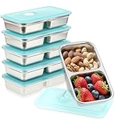 BSTUR Stainless Steel Snack Containers, 6-Pack Reusable Grab and Go Containers with Leakproof Lid...