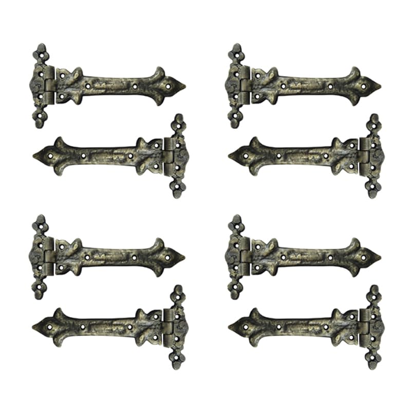 Image of Adonai Hardware Adonijah Antique Cast Iron Strap T Hinge (7.9 inch x 8 Pack, Antique Brass) for Barn Doors, Gates, Kitchen Cabinets, Sheds, Wooden Box, Furniture, Cedar Chest and Trunks