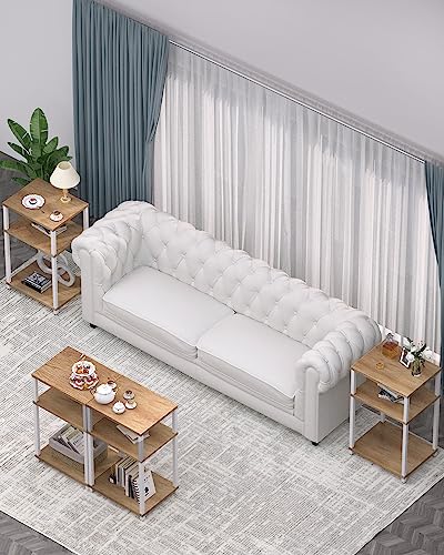 Woodynlux HDET161BH Nightstands Set Of 2, 3-Tier Side Table, End Table With Shelves, Tall Bedside Tables, 5-Tier Shelf Bookcase, Nightstand Accent Table For Living Room, Bedroom, Beech. thumb #6