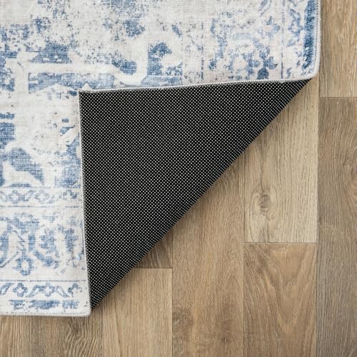 Image of Rugshop Traditional Vintage Distressed Washable Non Slip Area Rug 5' x 7' Blue
