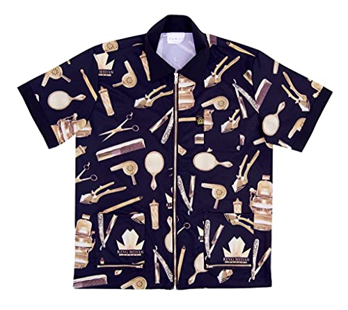 Image of King Midas Professional Barber Jacket for Men - Ultra Lightweight Short Sleeve Barber Smock