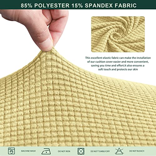 Image of CHUN YI Stretch Sofa Seat Cushion Cover, Fitted Sofa Couch Cushion Covers Furniture Protector, Replacement for Cushion Checks Jacquard Sofa Seat Furniture Cover(2 Seater,Mustard)