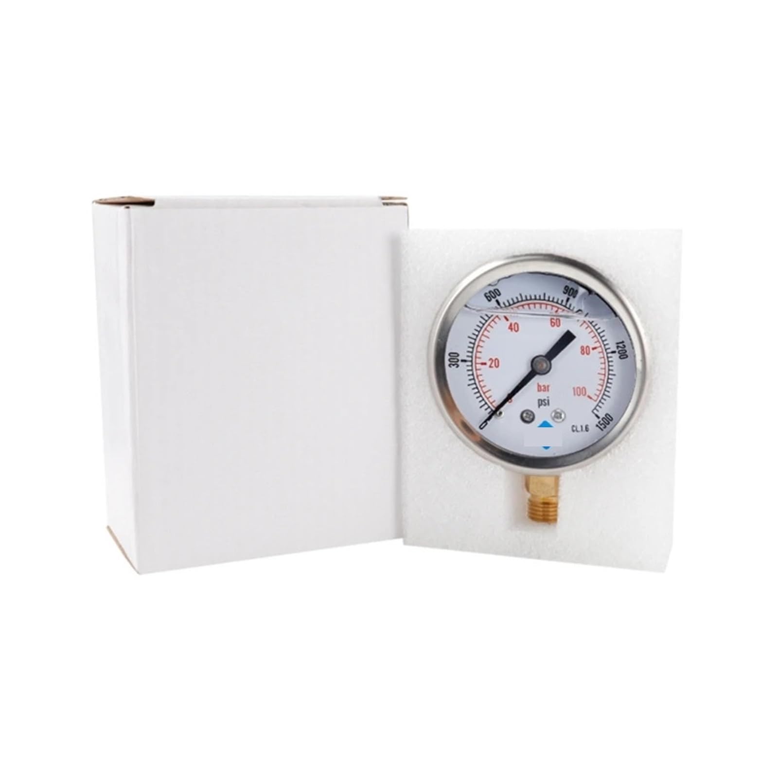 Medidor de presión vacío lleno glicerina, conexión inferior BSP 1/4 pulgadas, 100 Bar, 0-1500 PSI, medidor agua, aire, aceite, Gas, e Dual,Precisión del dial de precisión