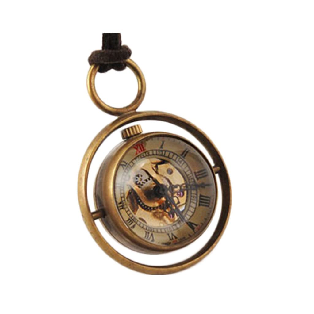 Reloj de bolsillo retro mecánico para hombres y mujeres con cuerda de cuero