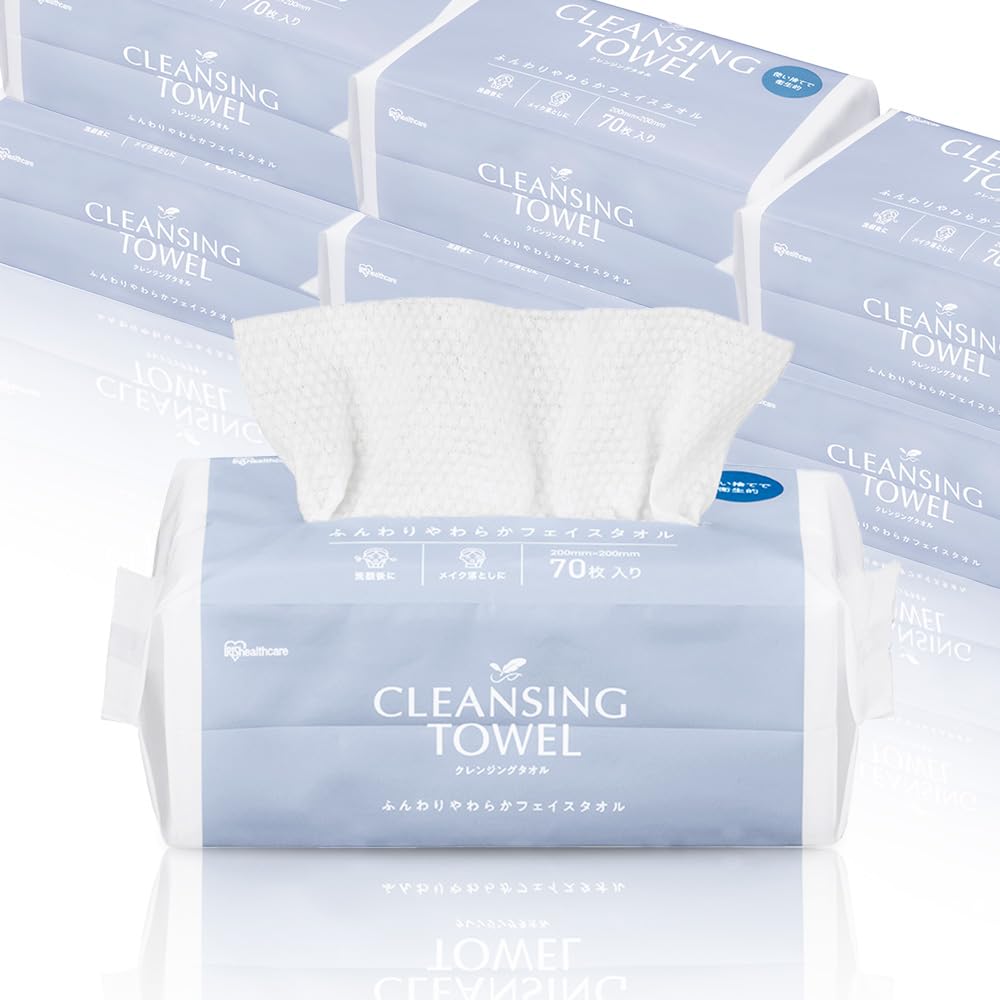 Iris Ohyama Cleansing Towels, Thick, 70 Sheets x 6 Pieces (Box Type), Sensitive Skin, Disposable Towels, Face Towels, Face Wipes, Wet and Dry Use, Face Cleansing, Facial, Set of 6 : Beauty