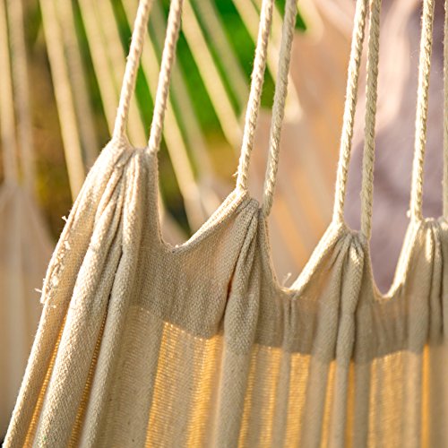 EverKing Hanging Rope Hammock Chair Porch Swing Seat, Large Hammock Net Chair Swing, Cotton Rope Porch Chair for Indoor, Outdoor, Garden, Patio, Porch, Yard - 2 Seat Cushions Included (White) - Thumbnail 6