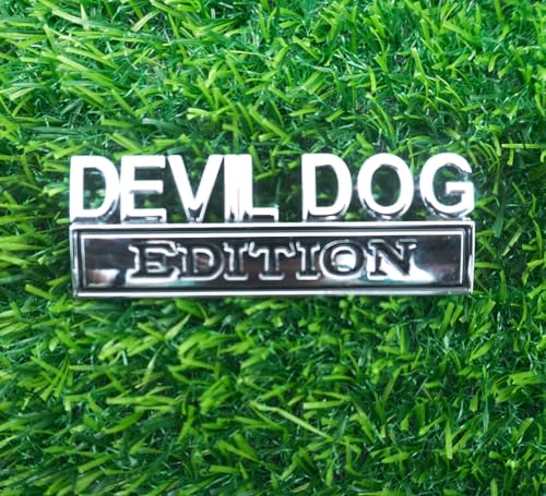 Image of 2pc Devil Dog Edition Emblem 3D Dog Edition Fender Tailgate Badges Bumper Decal Sticker Nameplate for Universal Vehicle, Car, Truck, SUV Motorcycle Accessories Decoration (Silver Black)