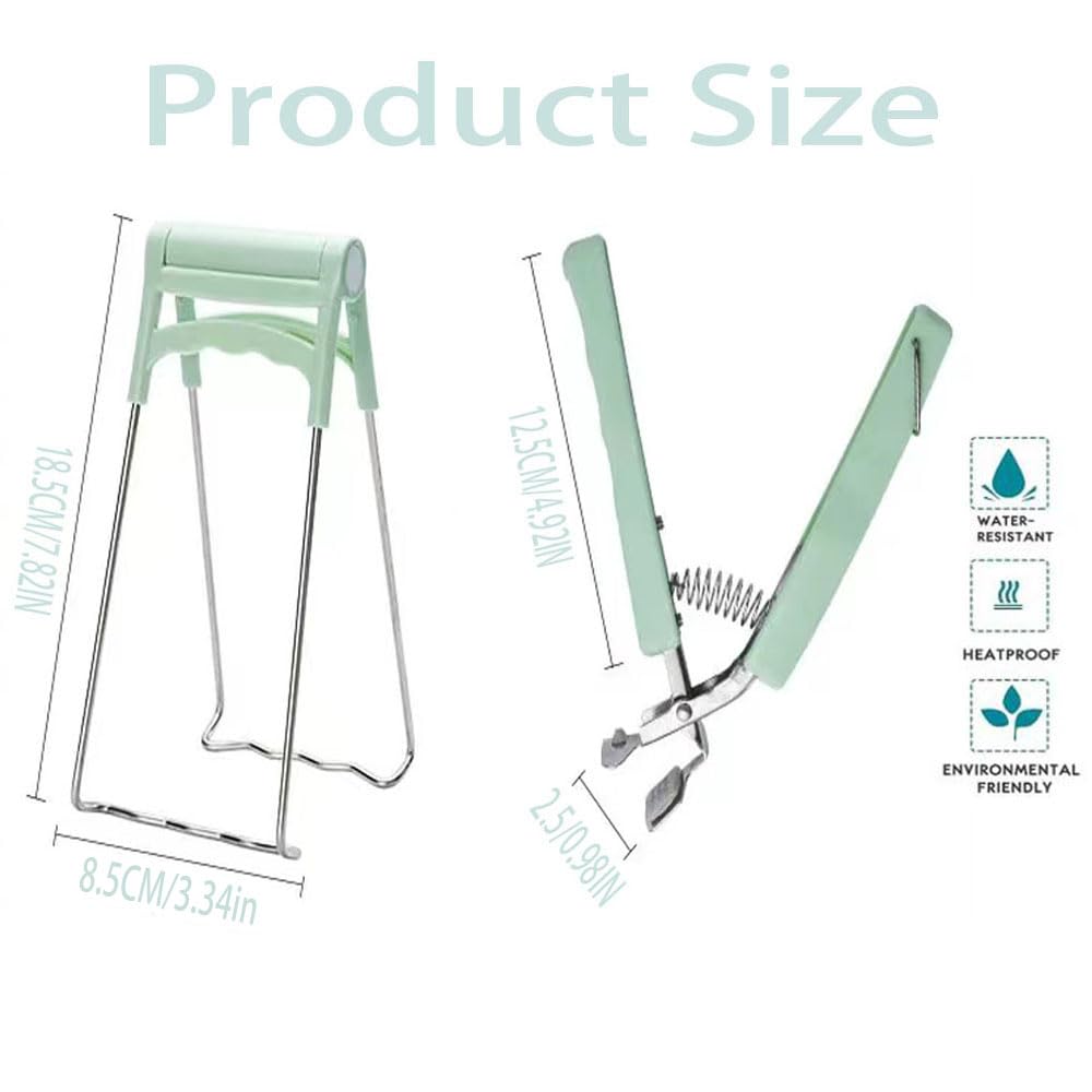2 Pack Kitchen Hot Plate Gripper, Stainless Steel Bowl Clip, Kitchen Tongs Bowl Dish Pan Clips Tongs?Anti-Hot Bowl Dish Clip - Avoid Scalding Kitchenware Set (Light Green)