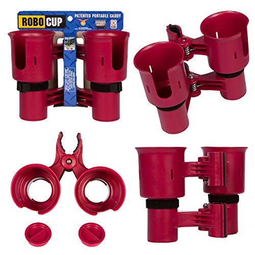 Robo Cup portavasos Doble, Pinza de Clip en múltiples usos: Bebidas, caña de Pescar, Herramientas, Palo de Tambor, Playa, Rojo