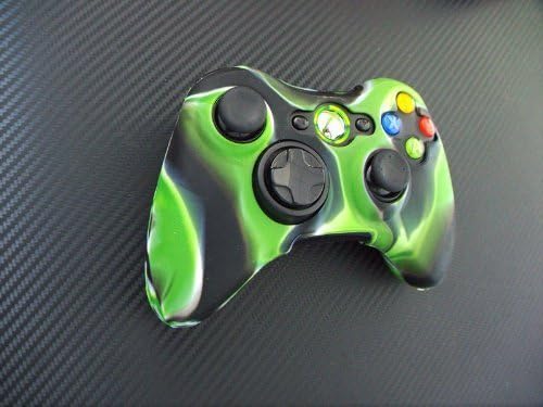 Two Pieces Set 2X for Xbox 360 Remote Controller Silicon Protective Skin Case Cover (Light Green Black Mix)