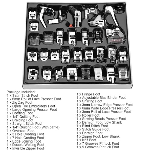 Set 32 Piezas Pies Prensatelas Metalicos para Maquina de Coser miniatura 3