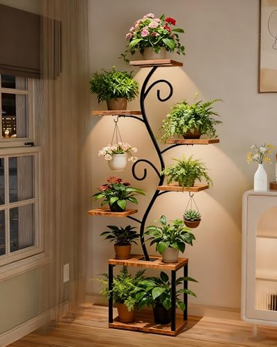 boostool Plant Stand with Grow Light, 64" Plant Shelf Indoor,