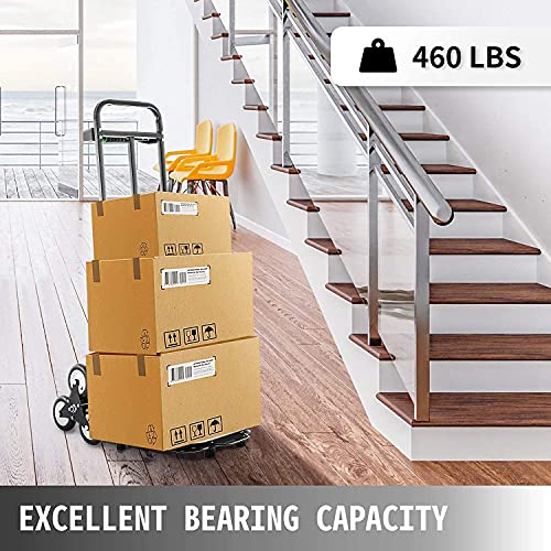 Vevor Stair Climbing Cart 460Lbs Capacity, Stair Climber Hand Truck With Adjustable Handle, Portable Folding Trolley With 8 Wheels, All Terrain Heavy Duty Dolly Cart For Stairs #TOP1