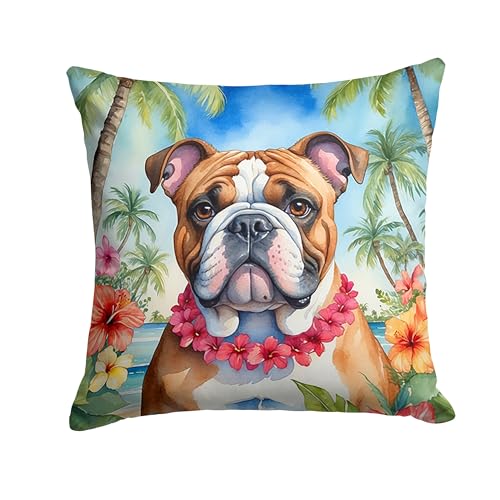 Caroline's Treasures Luau Party Decorative Throw Pillow, 14Hx14W, English Bulldog 6426