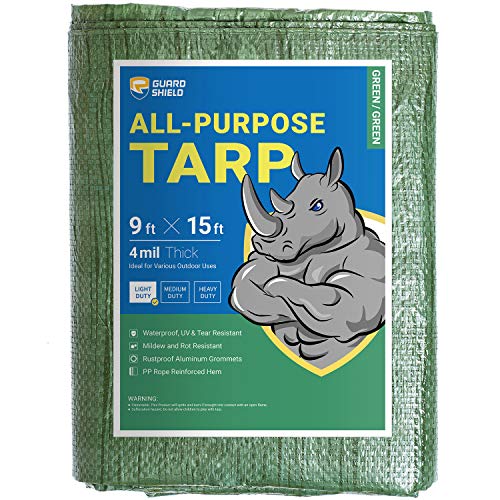 GUARD SHIELD Tarp 9x15 Feet Green Multi Purpose Waterproof Poly Tarp Cover 4mil