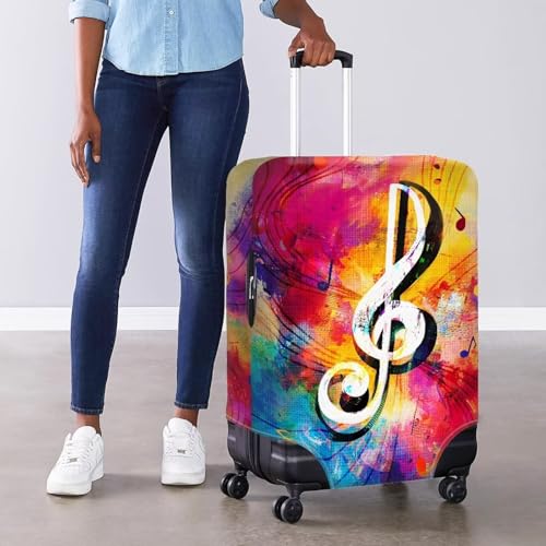 Image of Mumeson Musical Note Luggage Cover for Suicase Fits 18-32 Inch Suitcase Dust Protector Luggage Protective Stain Resistant Baggage Gear Covers