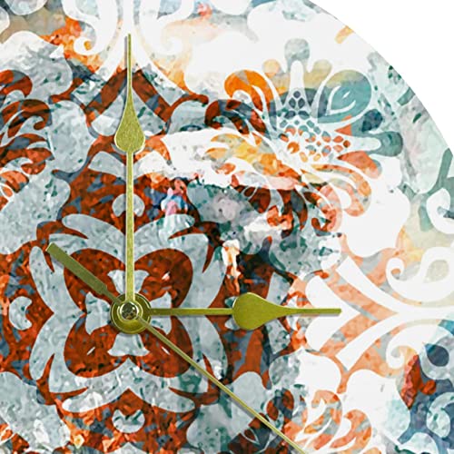 Horloge murale mandala acrylique 24cm pendule ronde silencieuse