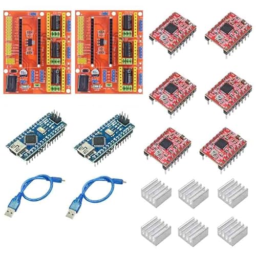 2セット彫刻拡張ボードキットコントローラCNC V4+ナノ3.0ボード+A4988ドライバーUSBケーブル付き