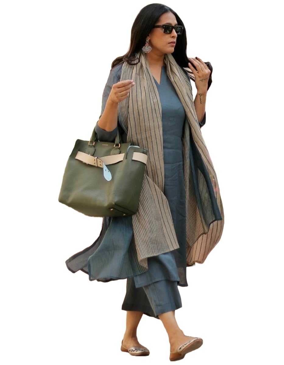 Women's Plain Rayon Blend Straight Kurta with Pants and Dupatta
