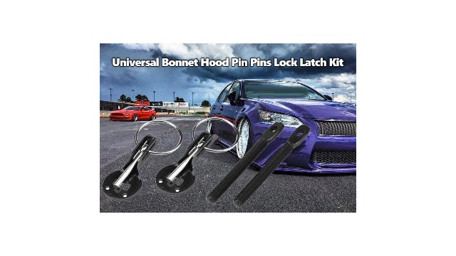 JDM Racing K di blocco chiusura a scatto per cofano motore con perno per cofano auto nero, rimontaggio con cofano senza chiavi di blocco  34