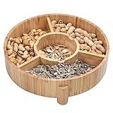 MobileVision Bamboo Dish Snack Bowl for Pistachios, Peanuts, Sunflower Seeds, Fruit, Olives, Edamame & more Serving Dish for entertaining and gifting