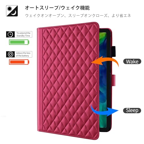 Kitzomi for ipad air 13インチ ケース (M2) ipad pro 13インチ ケース 2024 ipad air 13インチ カバー カード収納 スタンド機能 耐衝撃 高級PUレザー 磁石クリップ 全面保護 ipad air m2 ケース 保護カバー PUレザー (13 インチ),レッド