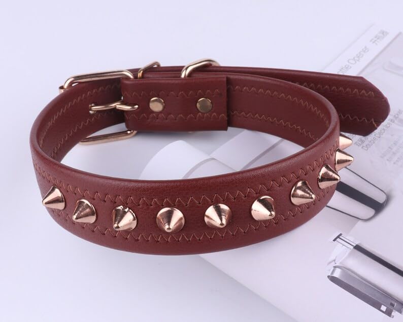 KittuPetSpiked Studded Leather Dog Collar Mushrooms Rivets Cat Collar for Small Medium Dog Cat Puppy Kitty (M, Brown (B0CP437CL2) Amazon Price History, Amazon Price Tracker