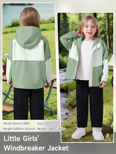 Image of Miipat Toddler Girls Rain Jacket Lightweight Waterproof Hooded Jackets Little Kids Windbreaker Outerwear Raincoats