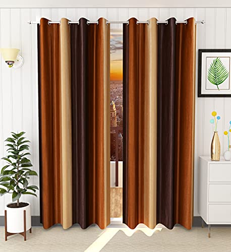 Image of HOME UTSAV 1 Piece Plain Shade Curtains for Long Door 9 Feet, Brown (Brown, 9 Feet (1Pc))