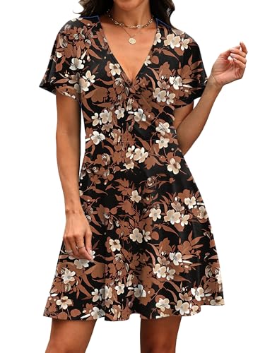Image of RUMIA Women Casual Dresses Wrap V Neck Dress A-Line Summer Sundress Fashion