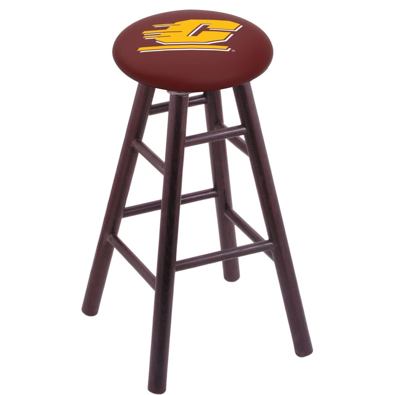 Holland Bar Stool Co. Oak Extra Tall Bar Stool in Dark Cherry Finish with Central Michigan Seat by The