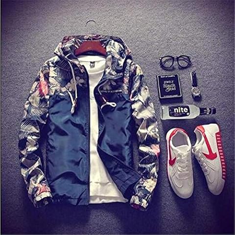 RYSLJJWCZ Floral Bomber Jacket Men Hip Hop Slim Fit Flowers Pilot Bomber Jacket Coat Men's Hooded Jackets Plus Size 4XL@Navy_blue_5XL Cover