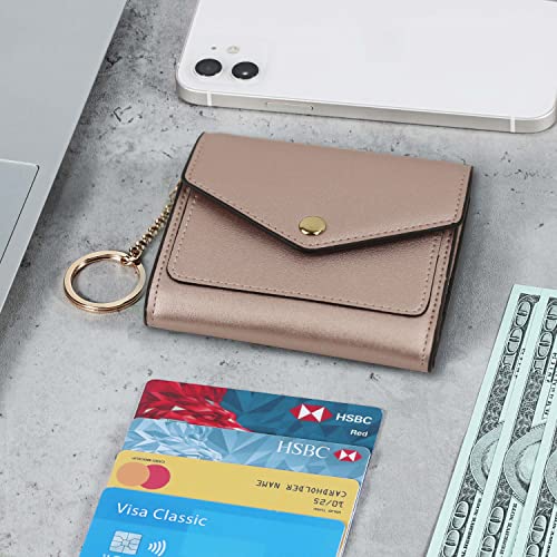 Gostwo Women's Small Wallet Rfid Blocking Wallet Change Pouch Credit Card Holder Mini Bifold Purse(Rose Gold) #TOP5