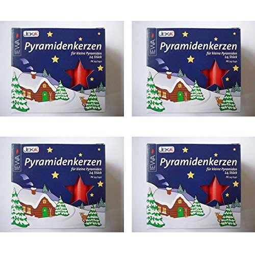 Preisvergleich Produktbild 96 feinst gezogene rote Pyramidenkerzen 1,4x7cm / made in Germany